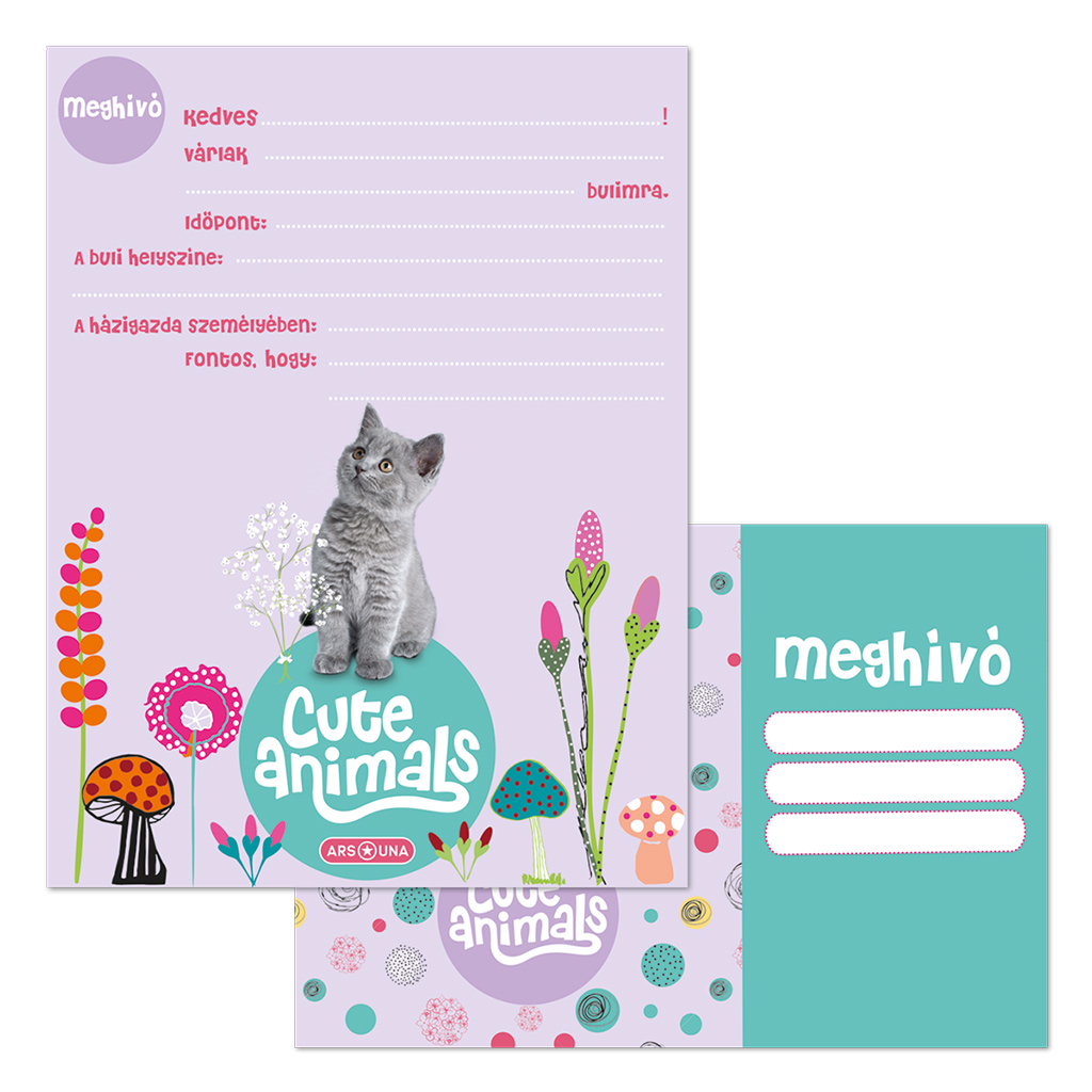 imagen de Ars Una: Animales Lindos - Set de invitaciones de gatito de 10 unidades con sobre 1