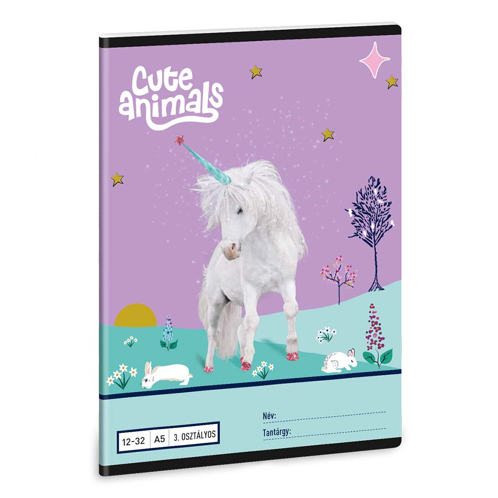 imagen de Ars Una: Animales Lindos - Unicornio A/5 Cuaderno de líneas para 3er grado 12-32 1