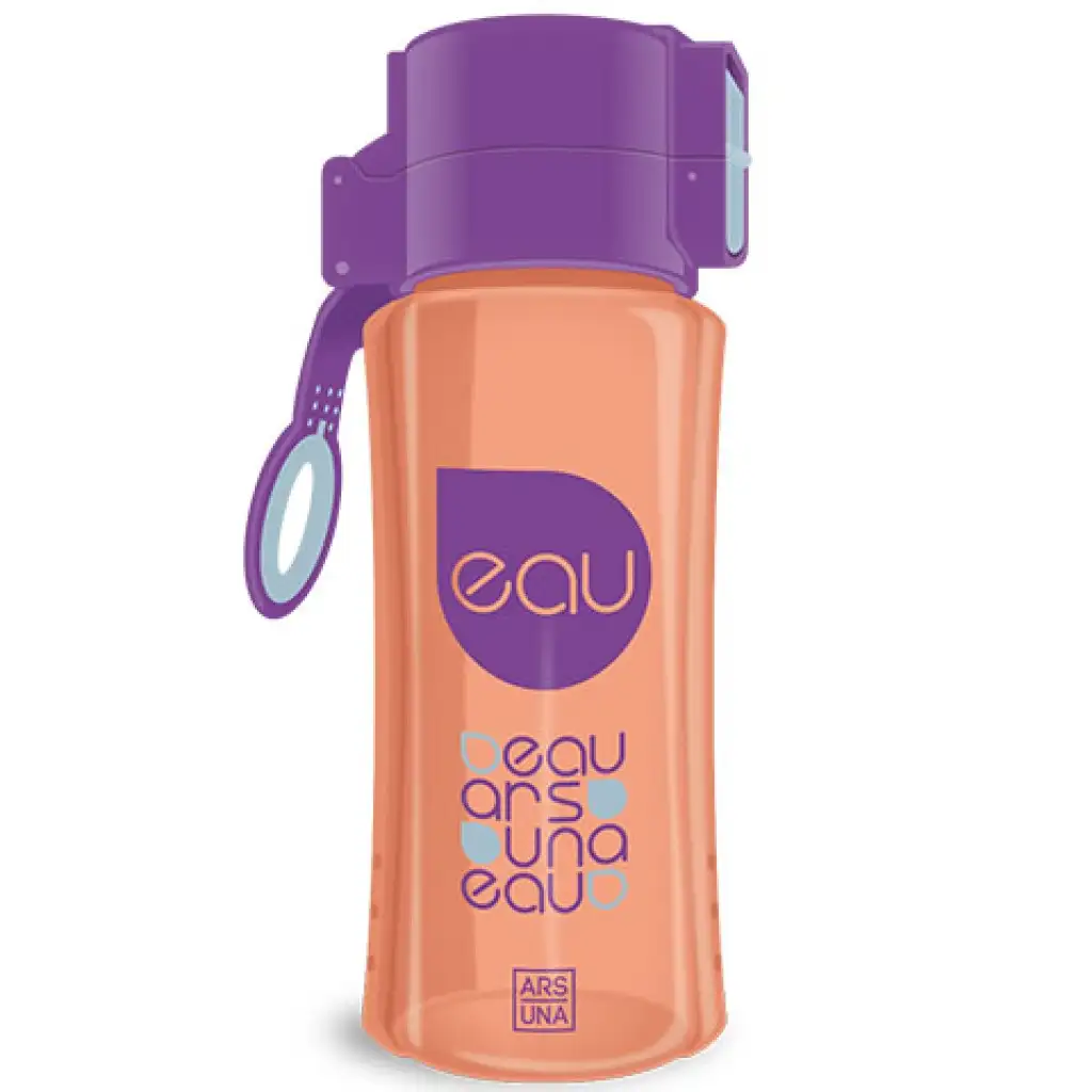 imagen de Ars Una: Botella de agua BPA libre de color lila y naranja 450ml 1