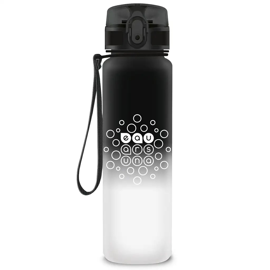 imagen de Ars Una: Botella de agua de color negro y blanco sin BPA de 600 ml 1