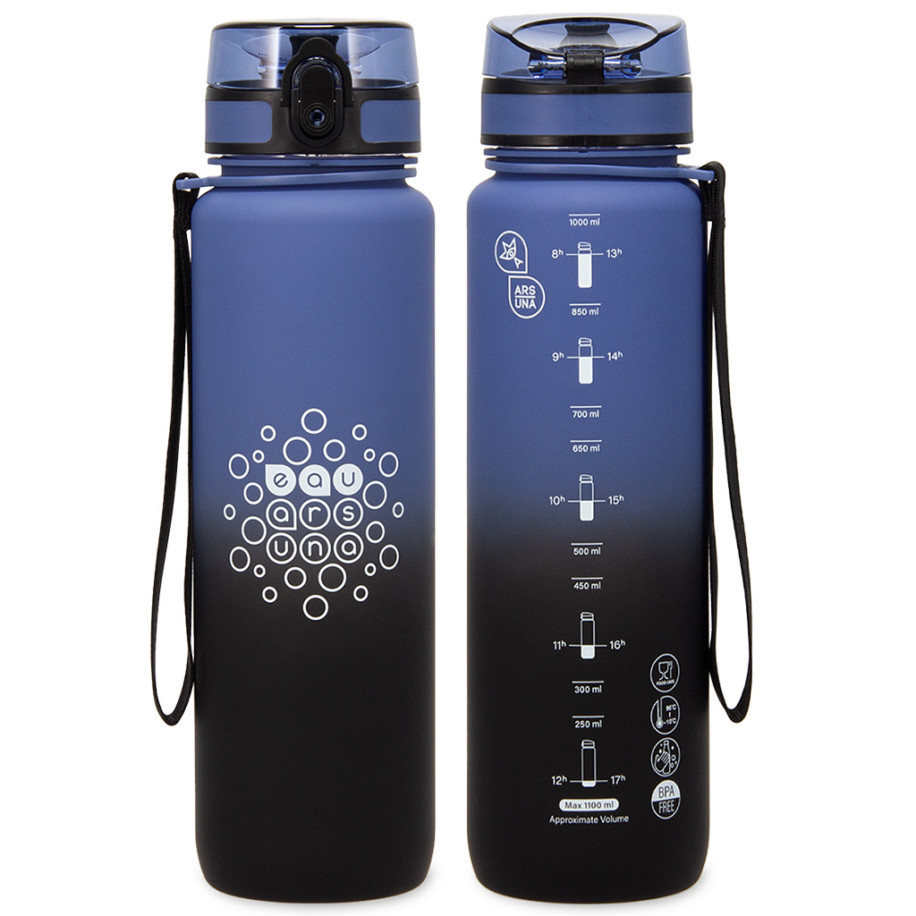 imagen de Ars Una: botella de motivación mate de color degradado sin BPA - 1000 ml - Noche Tormentosa 2