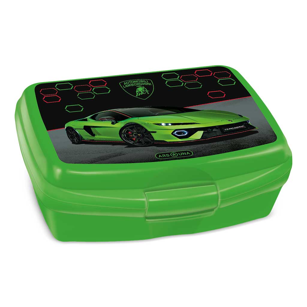 imagen de Ars Una: Caja de almuerzo verde Lamborghini 16,5x6x13,5cm 1