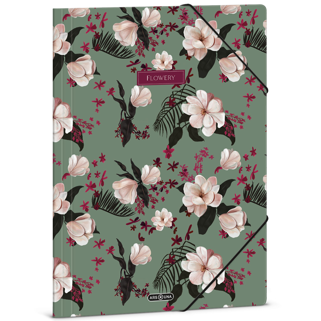 imagen de Ars Una: Carpeta elástica floral verde A4 1
