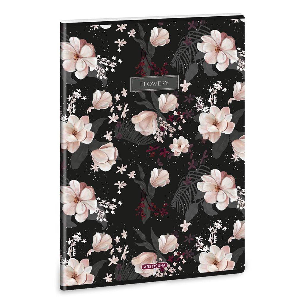 imagen de Ars Una: Cuaderno a cuadros negro floral extra con ganchos A/4 1