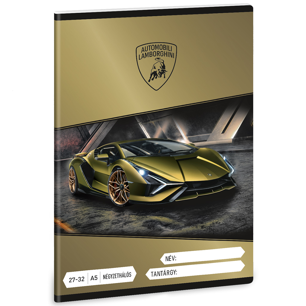 imagen de Ars Una: Cuaderno de cuadros con diseño de Lamborghini amarillo A/5 27-32 1
