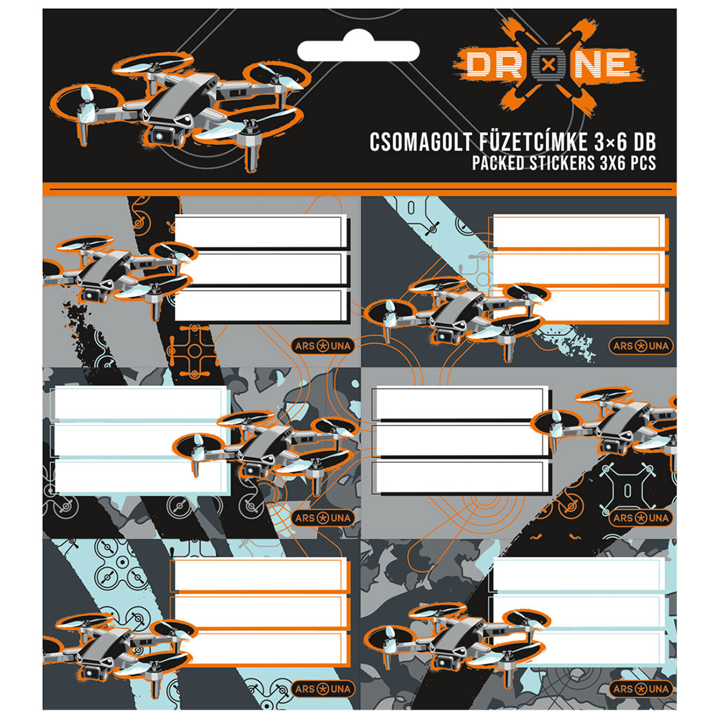 imagen de Ars Una: Drone X paquete de etiquetas para cuadernos 3x6ud 1