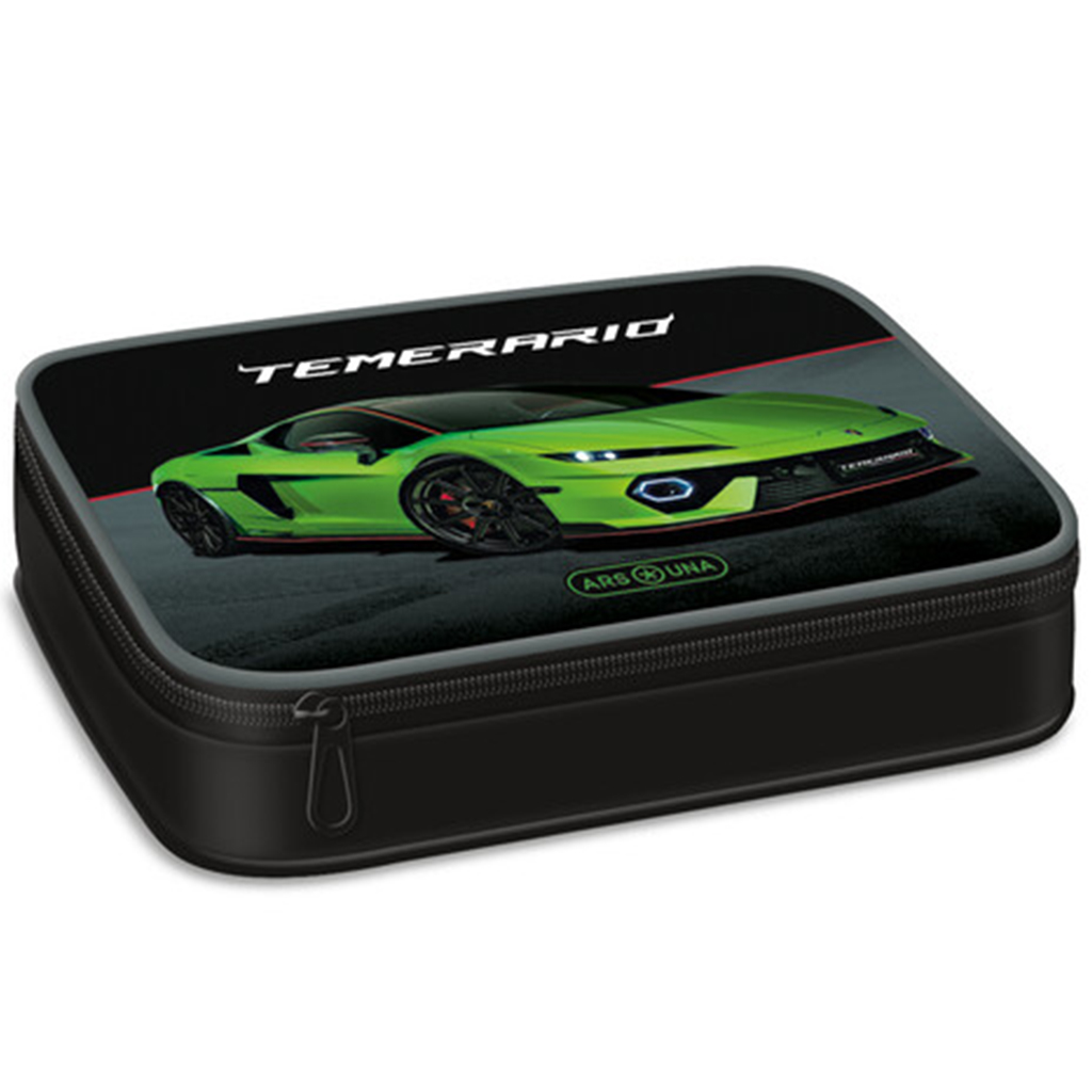 imagen de Ars Una: Estuche de lápices de múltiples niveles con diseño de Lamborghini verde 15,5x22,5x4,5cm 1