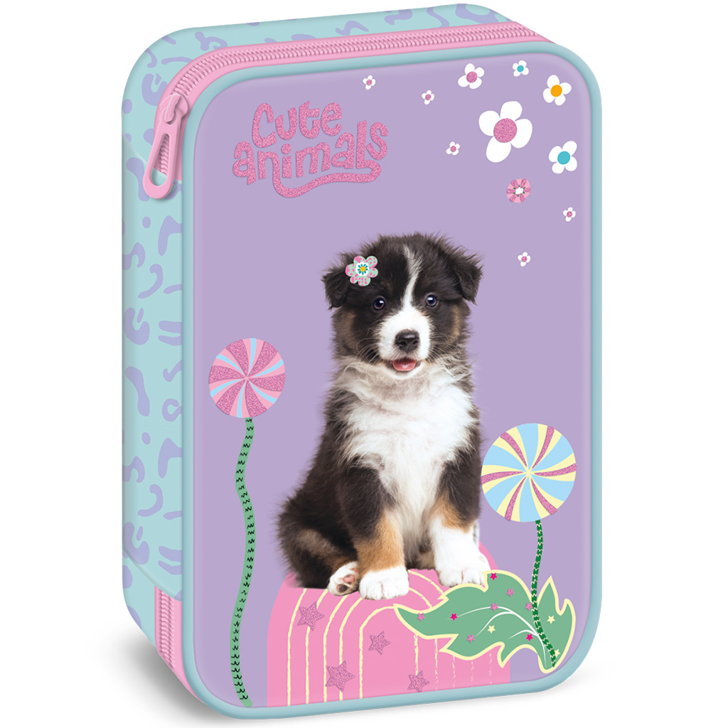 imagen de Ars Una: Estuche de lápices de múltiples niveles con perrito Aussie 15,5x22,5x4,5cm 1