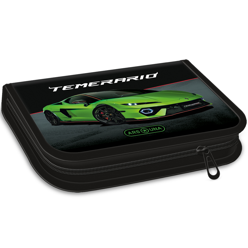 imagen de Ars Una: Estuche de lápices expandible con diseño de Lamborghini verde 12,8x19,3x3,6cm 1