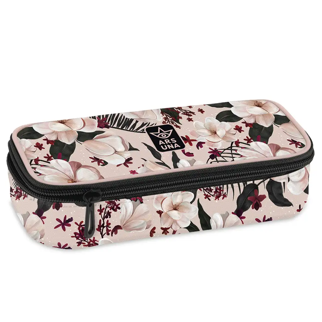 imagen de Ars Una: Estuche de lápices rosa floreado para adolescentes 22,5x6x11,5cm 1