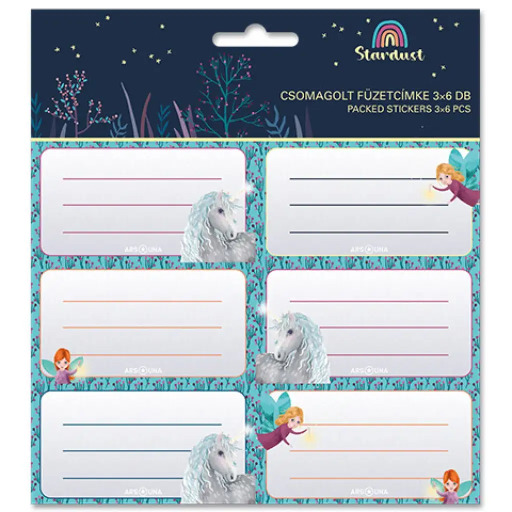 imagen de Ars Una: Etiqueta de cuaderno con diseño de unicornio Stardust 3x6 unidades 1