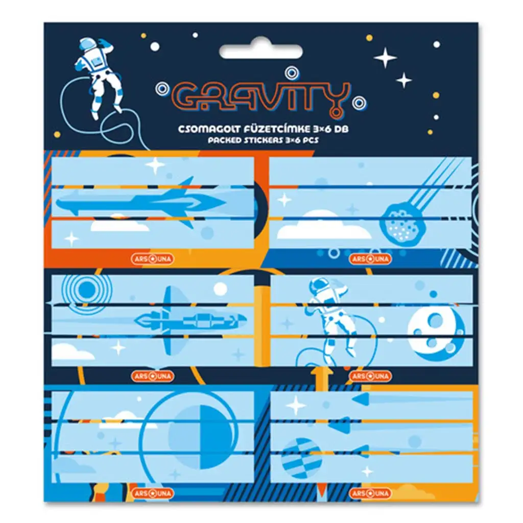 imagen de Ars Una: Etiquetas de cuaderno con diseño de nave espacial Gravity 3x6 unidades 1