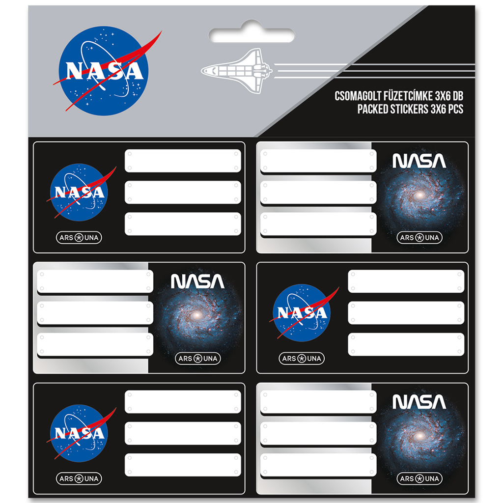imagen de Ars Una: Etiquetas de cuaderno empaquetadas con diseño de NASA 3x6pcs 1