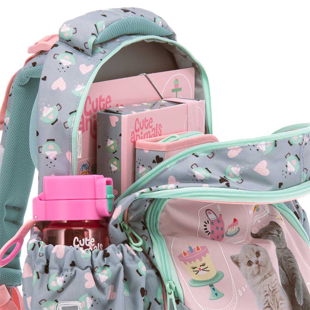 imagen de Ars Una: Fiesta de té de Animales Lindos mochila anatómica con gatos, mochila 33×43×22cm 5