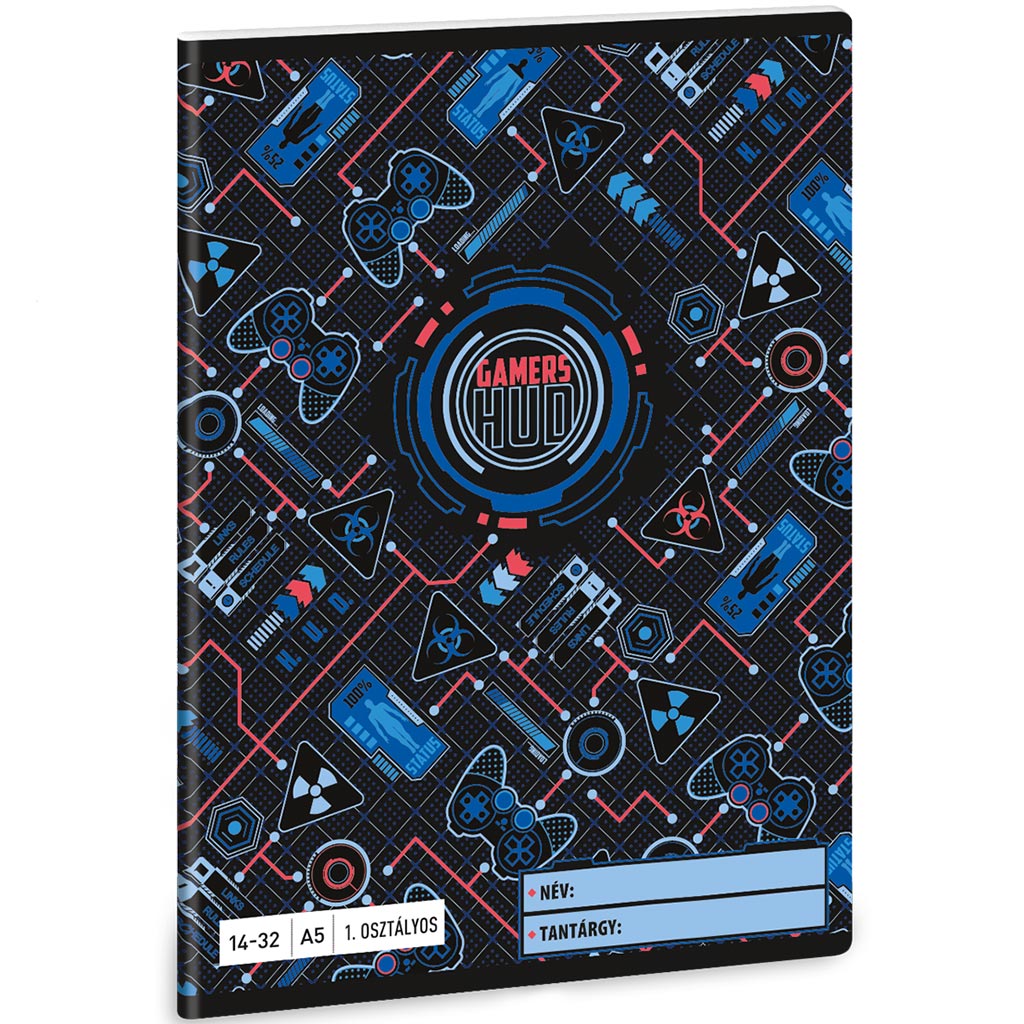 imagen de Ars Una: Gamers HUD A/5 cuaderno de líneas para 1er grado 14-32 1