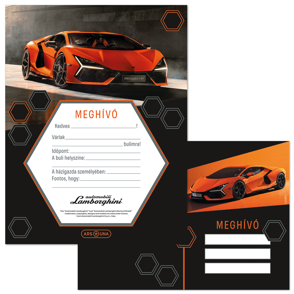 imagen de Ars Una: Invitación de fiesta Lamborghini con sobre 1