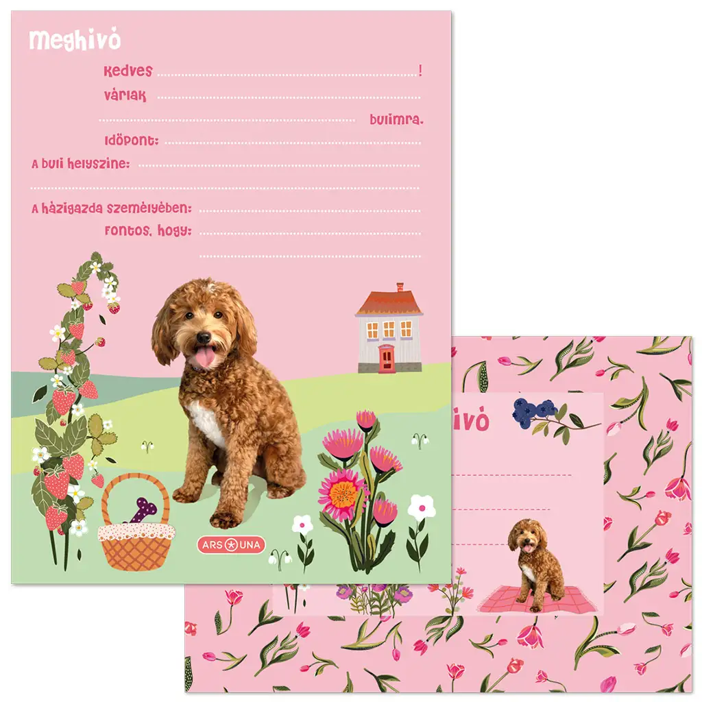 imagen de Ars Una: Invitación de fiesta perruna de animales adorables con sobre 10 unidades 1