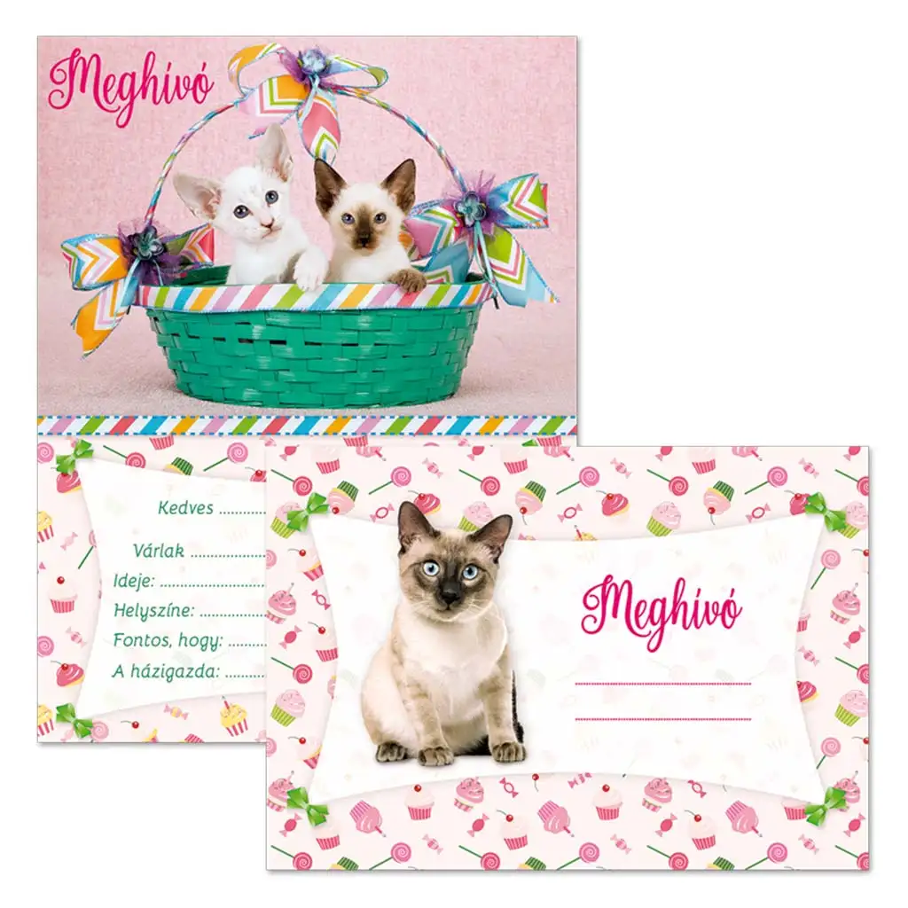 imagen de Ars Una: Invitaciones de fiesta con gatos 10 unidades 1