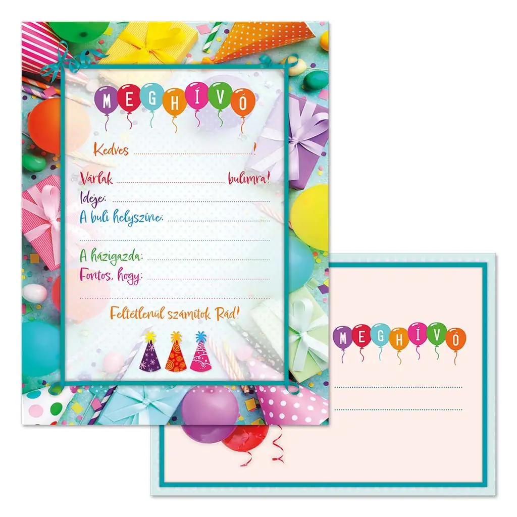 imagen de Ars Una: Invitaciones de fiesta con globos con sobre 10 unidades 1