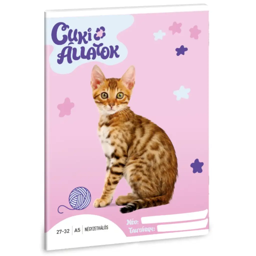 imagen de Ars Una: Lindos Animales - Gato Bengalí cuaderno a cuadros A/5 27-32 1