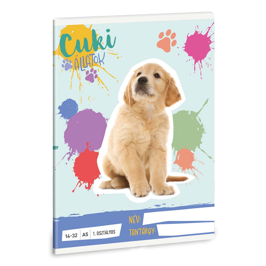 imagen de Ars Una: Lindos Animales - Golden Retriever A/5 Cuaderno de líneas para 1er grado 14-32 1