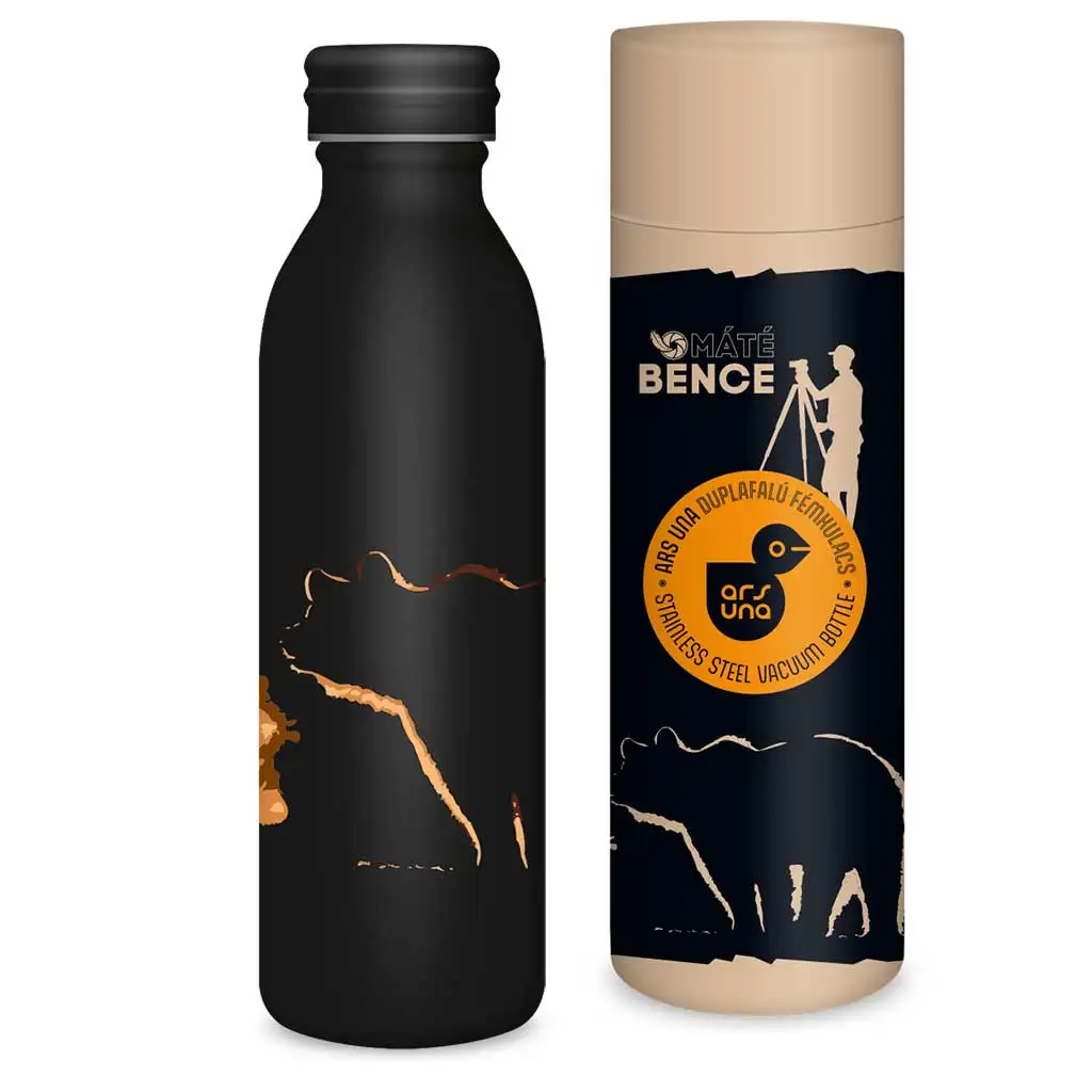 imagen de Ars Una: Máté Bence - Botella de acero inoxidable de doble pared con diseño de oso en caja de regalo 600ml 1