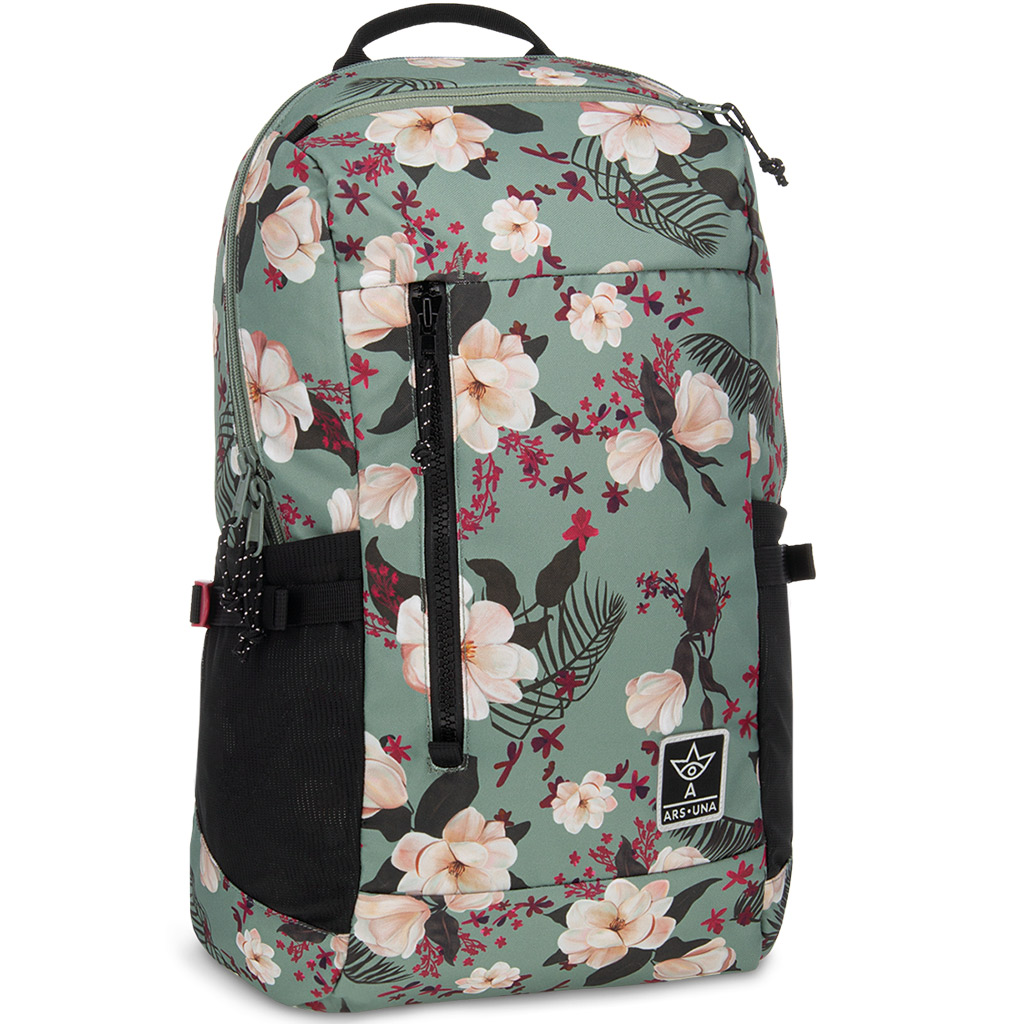 imagen de Ars Una: Mochila escolar verde floreada AU-17 32x47x18cm 1