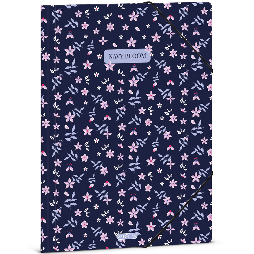 imagen de Ars Una: Navy bloom carpeta elástica con flores tamaño A/4 1