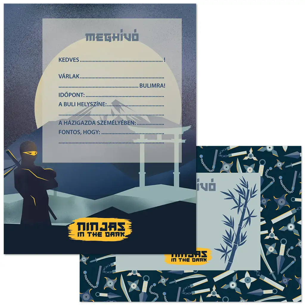 imagen de Ars Una Ninjas in the Dark invitaciones de fiesta con sobre 10 unidades 1