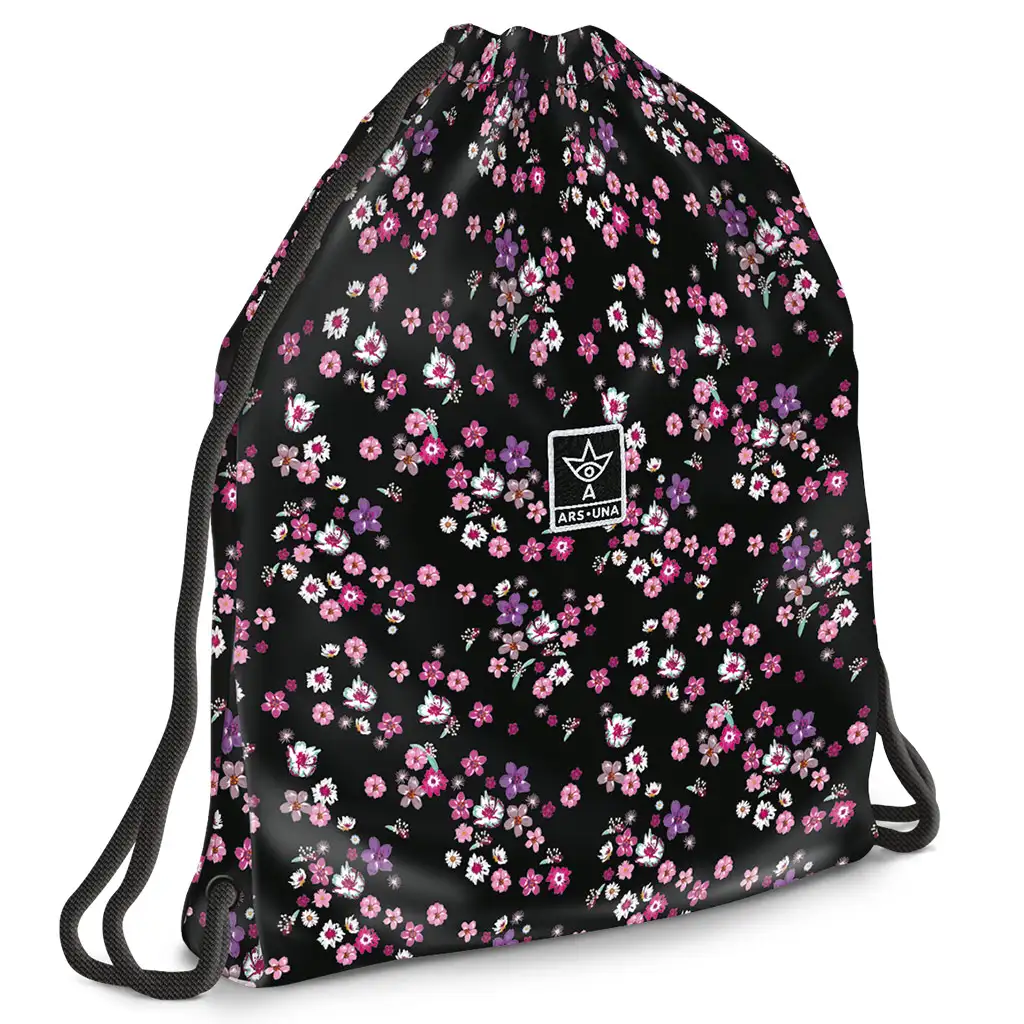 imagen de Ars Una: Pearl Blossom Black mochila deportiva con flores, 37,5x46cm 1