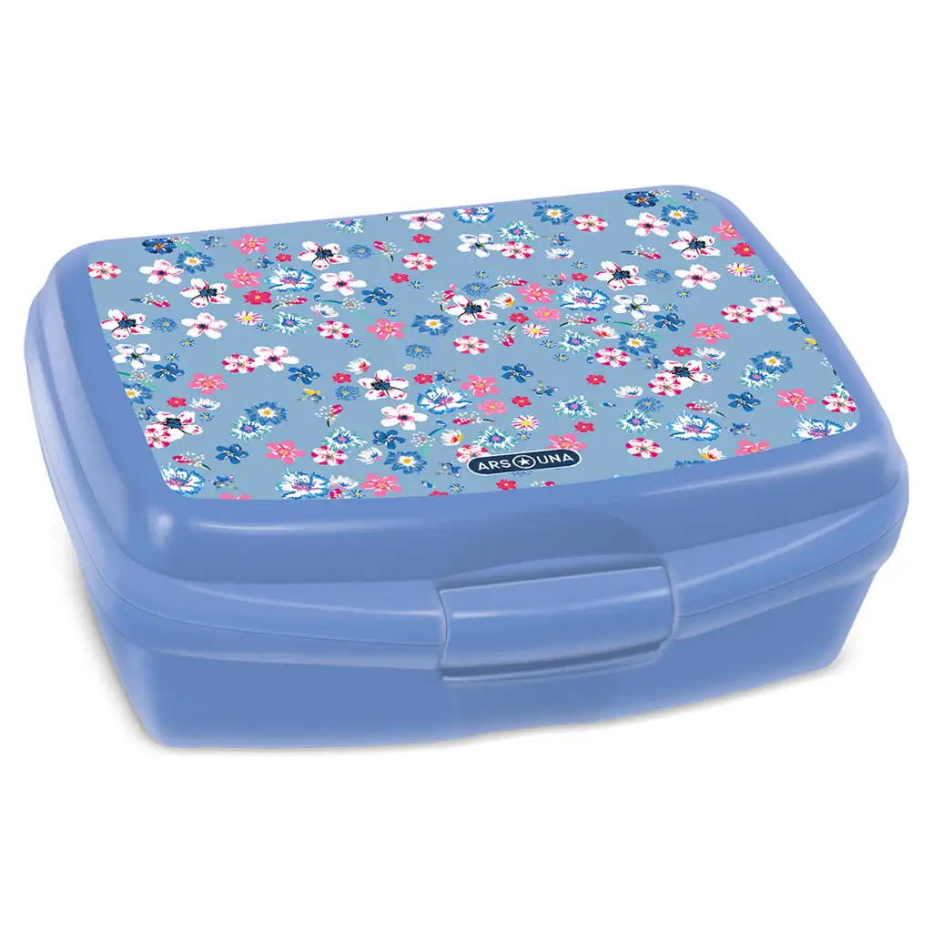 imagen de Ars Una: Pearl Blossom Blue caja de almuerzo con flores 16,5x6x13,5cm 1