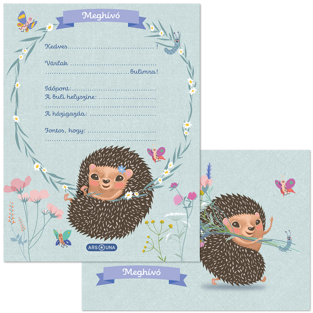 imagen de Ars Una: Set de invitaciones de 10 unidades con diseño de erizo de flores frescas 1