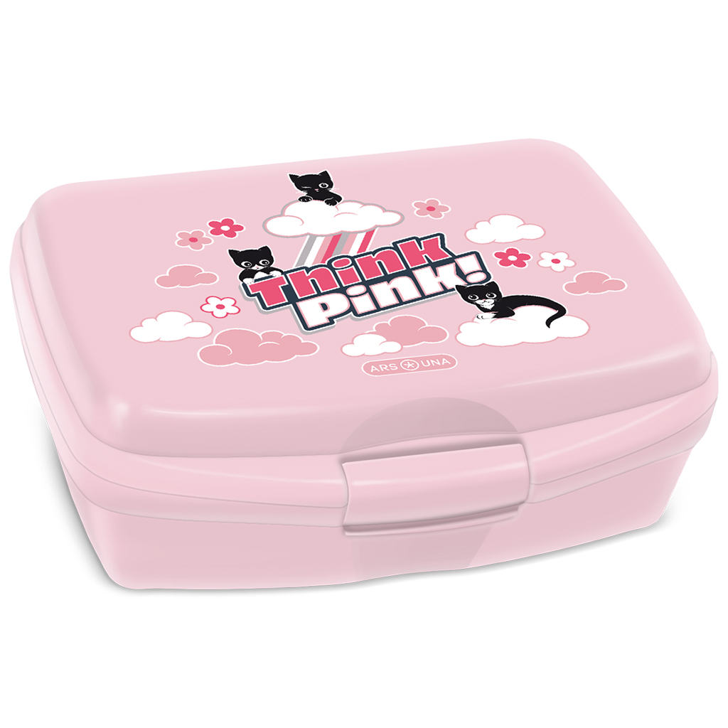 imagen de Ars Una: Think Pink caja de almuerzo rosa con gatos 1