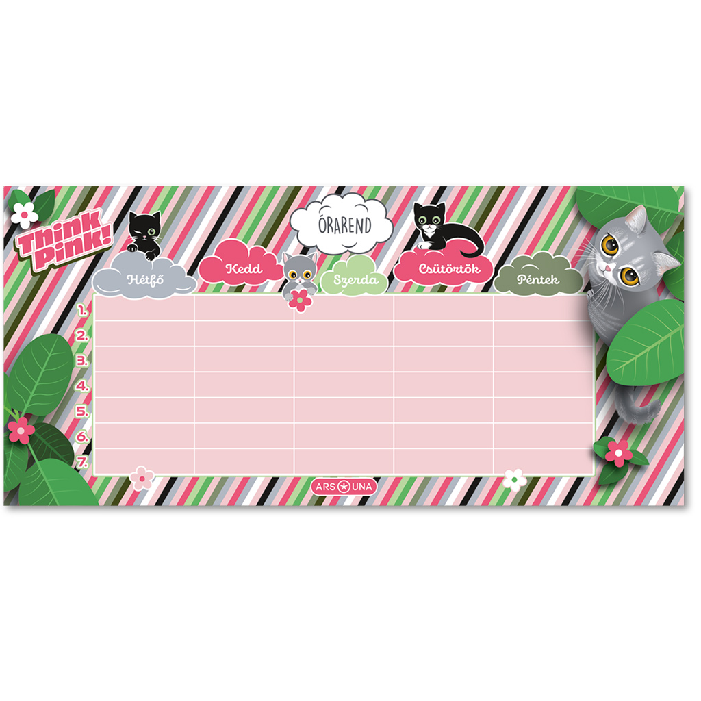 imagen de Ars Una: Think Pink calendario de clases de gatos de una cara, doble cara 1