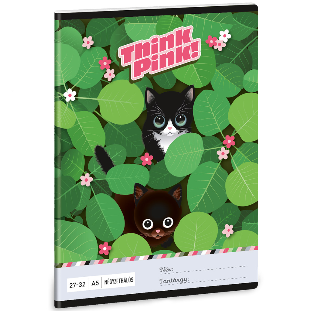 imagen de Ars Una: Think Pink cuaderno de cuadros con gatos A/5 27-32 1