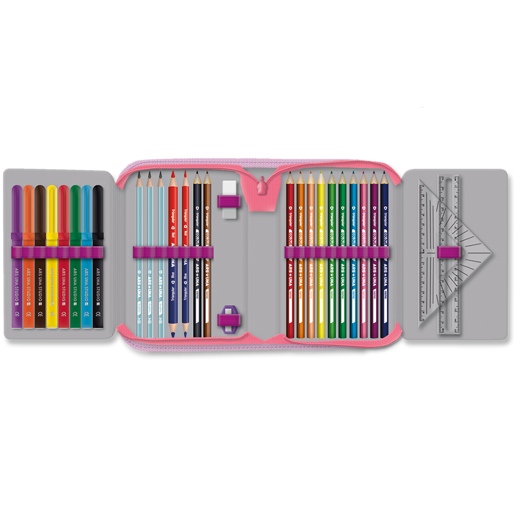 imagen de Ars Una: Think Pink estuche de lápices desplegable con gatos 12,8x19,3x3,6 cm 2