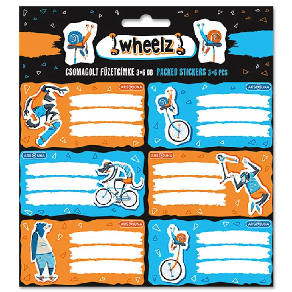 imagen de Ars Una: Wheelz etiqueta de cuaderno empaquetada 3x6 unidades 1