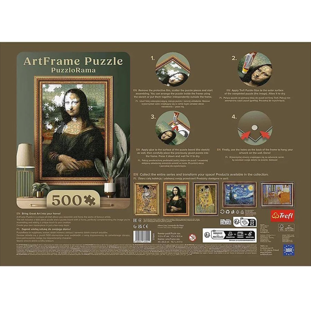 imagen de ArtFrame: Leonardo Da Vinci - Mona Lisa puzzle de 500 piezas con marco - Trefl 3