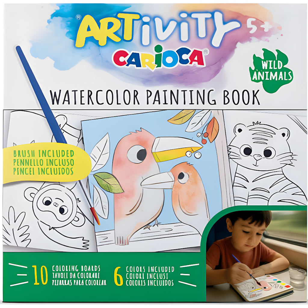 imagen de ARTivity: Animales acuarela libro para colorear con pincel – Carioca 1