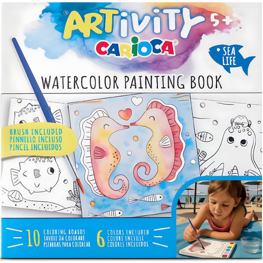 imagen de ARTivity: Libro de colorear de acuarelas de animales marinos con pincel – Carioca 1