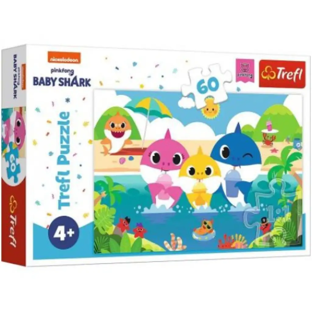 imagen de Baby Shark: Vacaciones en familia - Juntos el equipo 60 piezas puzzle - Trefl 1