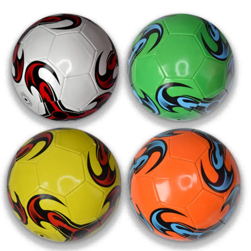 imagen de Balón de fútbol de cuero sintético con estampado colorido en varias versiones de 22 cm 1