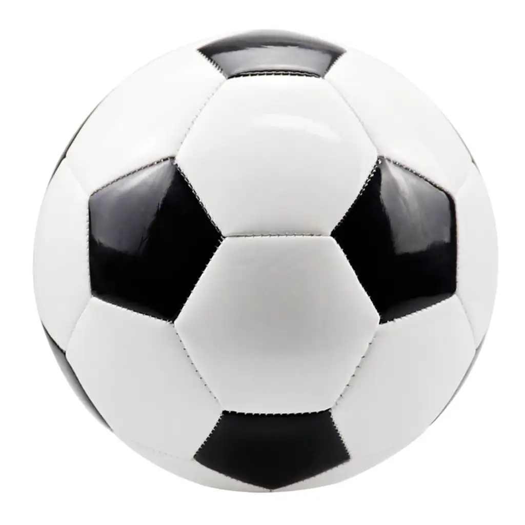 imagen de Balón de fútbol de cuero sintético en color blanco-negro tradicional de 23 cm 1