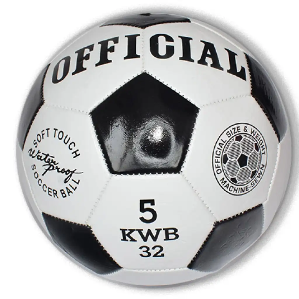 imagen de Balón de fútbol de cuero sintético negro y blanco de 23 cm 1