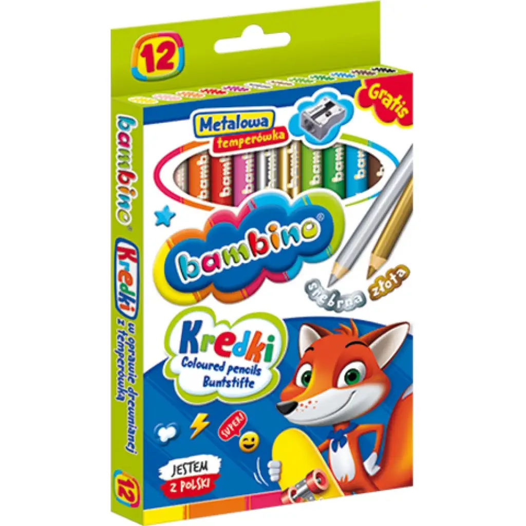 imagen de Bambino: Jumbo juego de lápices de colores de 12 piezas con sacapuntas 2