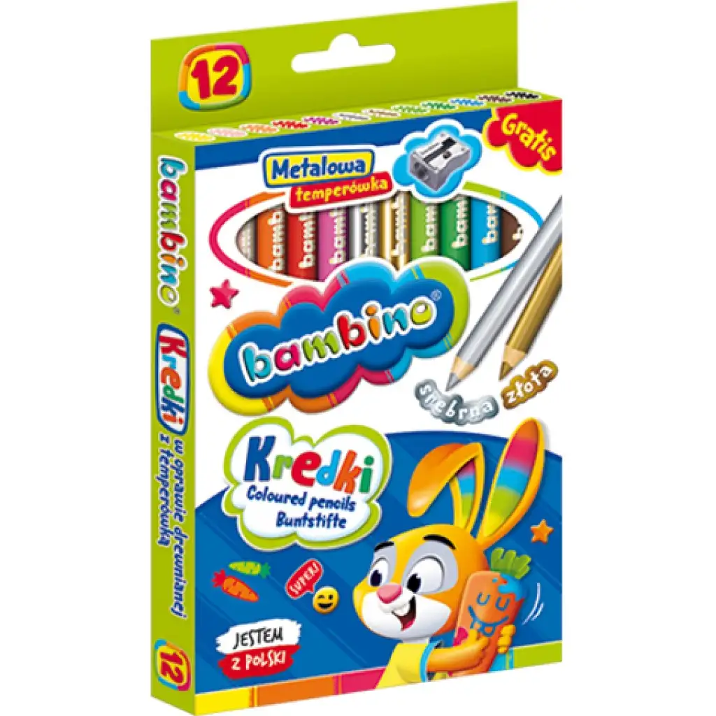 imagen de Bambino: Jumbo juego de lápices de colores de 12 piezas con sacapuntas 3