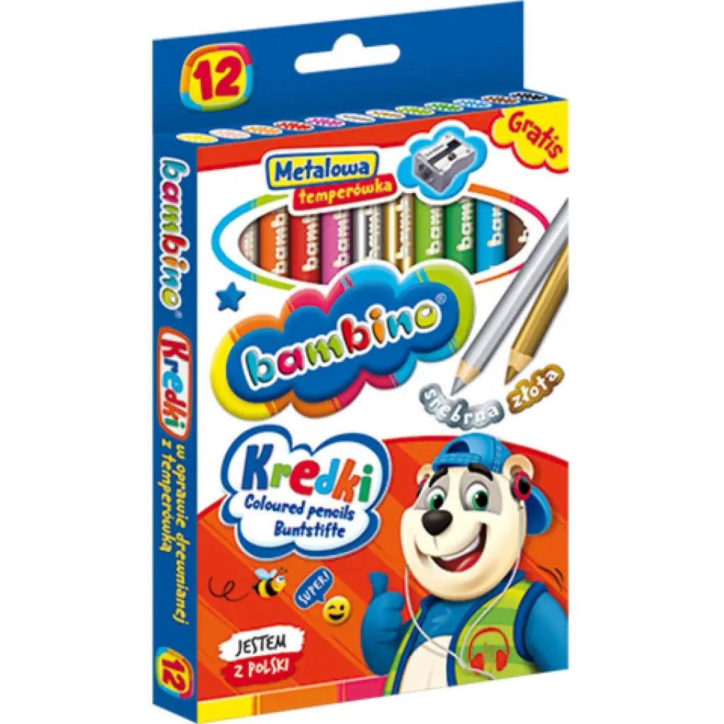 imagen de Bambino: Jumbo juego de lápices de colores de 12 piezas con sacapuntas 1