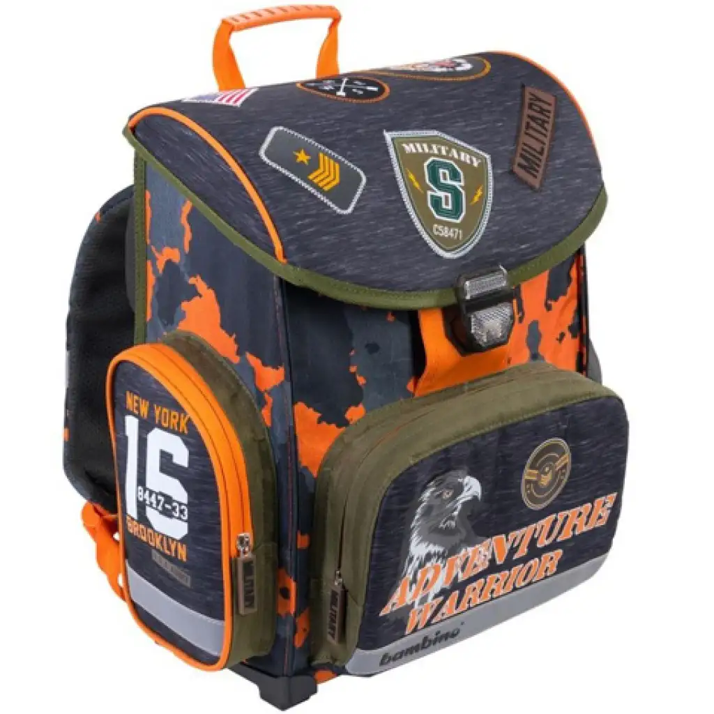 imagen de Bambino: Mochila escolar ergonómica militar, mochila 36x27x14cm 2