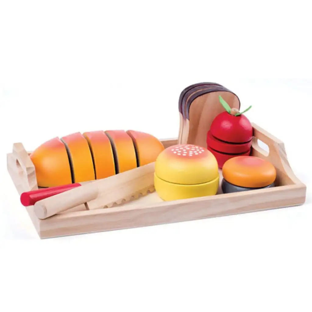 imagen de Bandeja de desayuno de madera con accesorios cortables 1