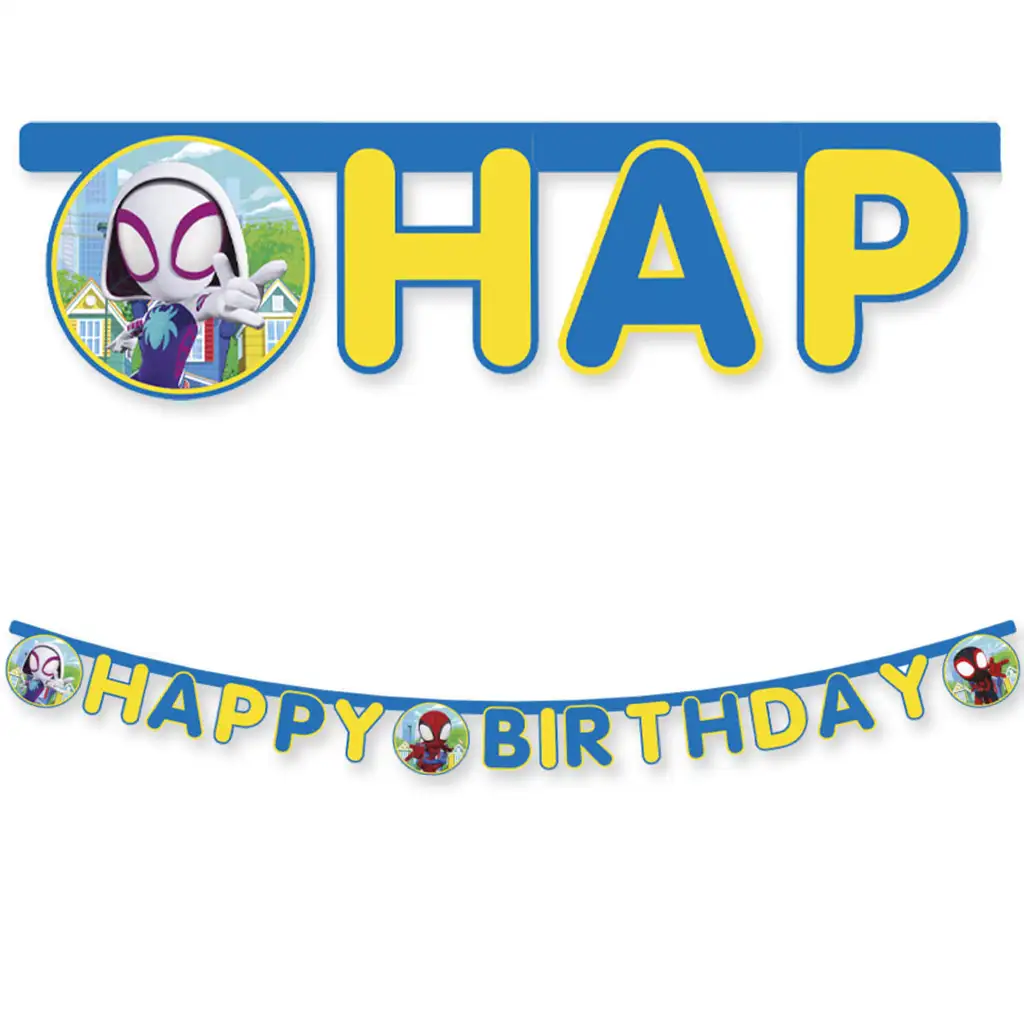 imagen de Banner de fiesta de cumpleaños de Spidey con la inscripción "Feliz Cumpleaños" 1